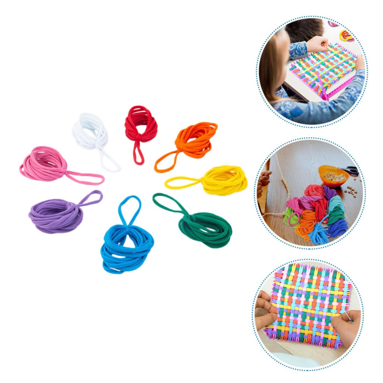VICASKY Juego de 4 juegos de cuerda trenzada elástica, juego de manualidades para hacer joyas, juguetes para niños, telares, trabillas para ollas, kit de telar para acrílico, 96 unidades x 4