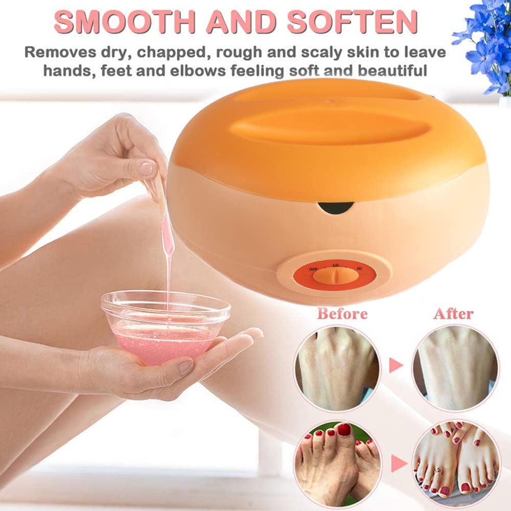 Calentador De Cera + 1 Par De Guantes +1 Par De Cubiertas Para Los Pies,BañO De Cera De Parafina De 200W Para SalóN De Belleza En El Hogar,Para Spa Suaviza Y Suaviza La DepilacióN De La Piel Seca