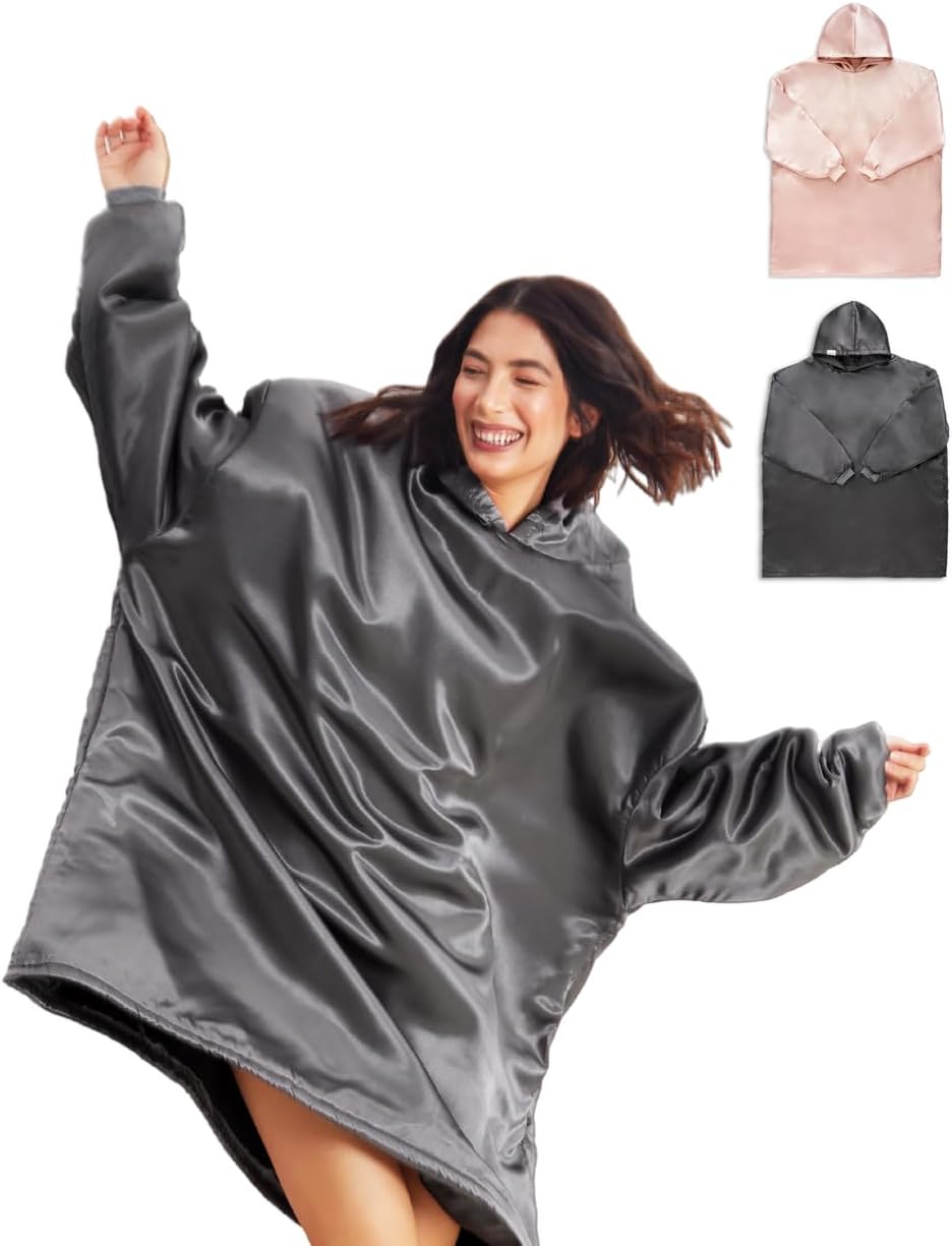 Kitsch Glazey Satin Wearable Blanket Hoodie Luxurious