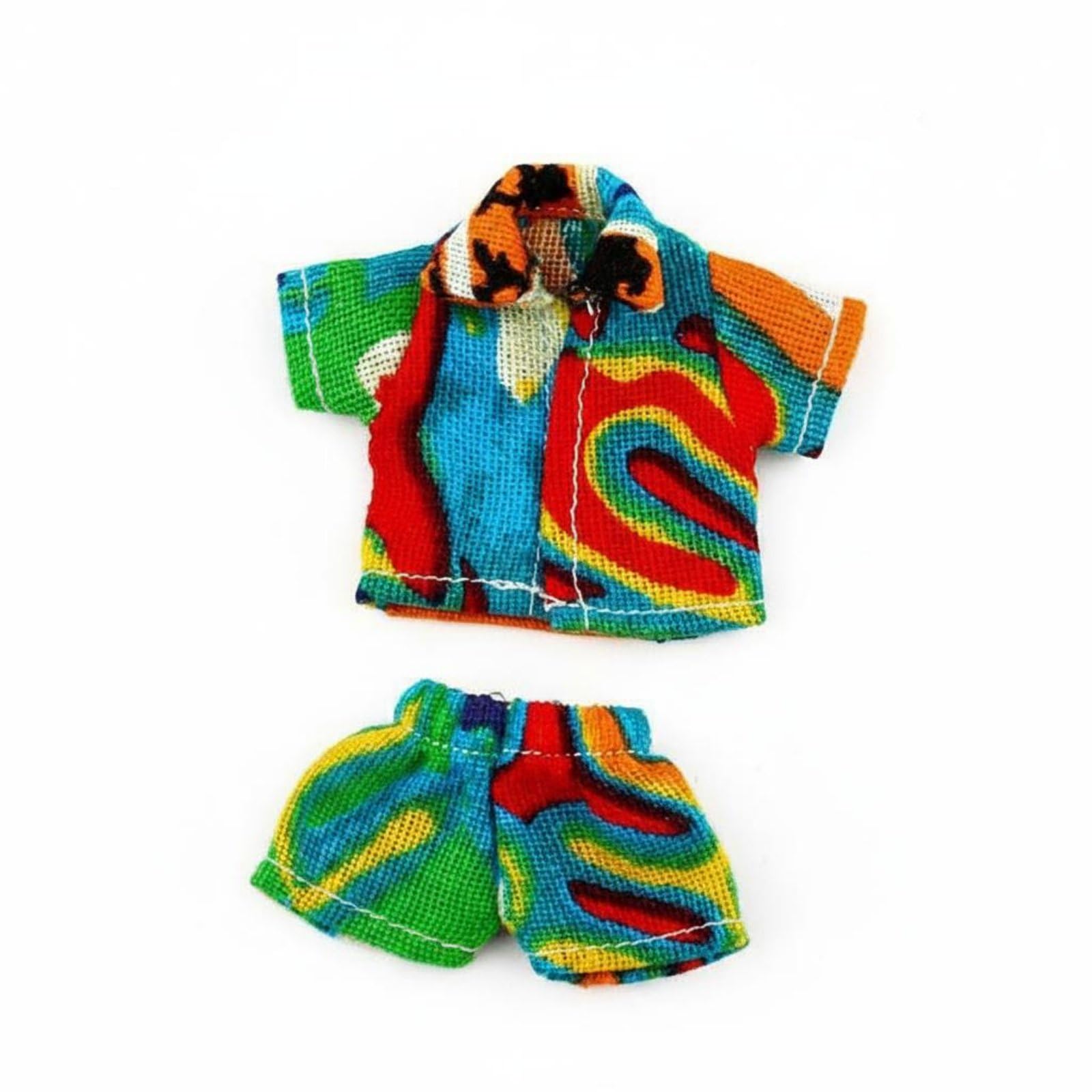 perfeclan Doll Printed Shirt Miniature Doll Clothes OB11 Outfit Soft Material Vivid Hawaiian Floral Design Stitching Suitable for Collection Gift Giving Home Display , Multi Pattern SET