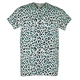 Cheetah Print Blue All Over Animal Pattern Grey Graphic Adult Tshirt Tee Large