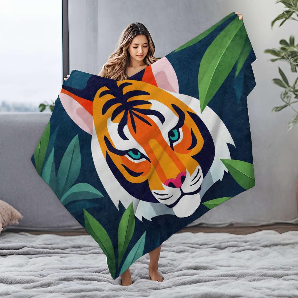 Couverture de plage flanelle tigre résistant au sable tapis de sol 125x150cm
