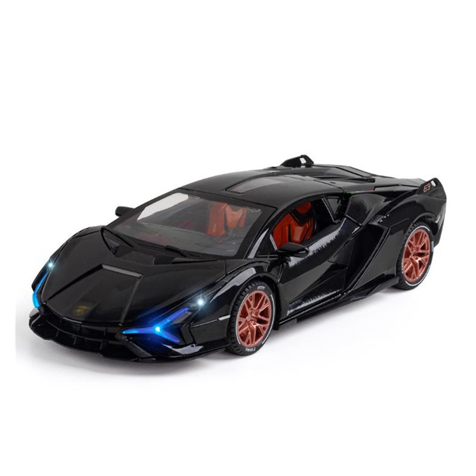 Gotowy model samochodu w skali 1/24 Odlew Ze Stopu Dla Lamborghini SIAN FKP-37 Model Samochodu Zabawkowego Symulacja Zabawki Z Napędem Pull Back Samochodowe Miniaturowa replika samochodu(Black)