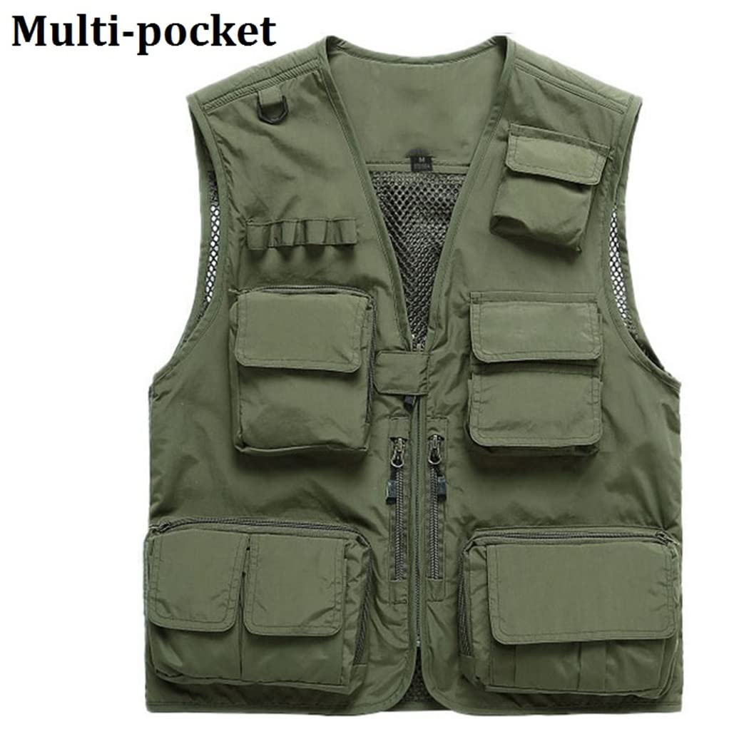 Uomini Gilet Da Pesca Quick Dry Traspirante Multi Tasca Maglia Maglia Senza Maniche Giacche Fotografia Escursionismo Gilet