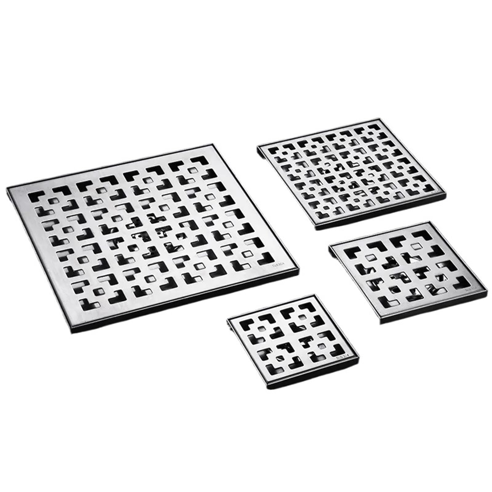 Drainage grates 10/12/15/30cm Floor Drain 304 Stainless Steel Bathroom Square Anti-Odor Shower Hair Catcher Waste Filter(30x30cm)