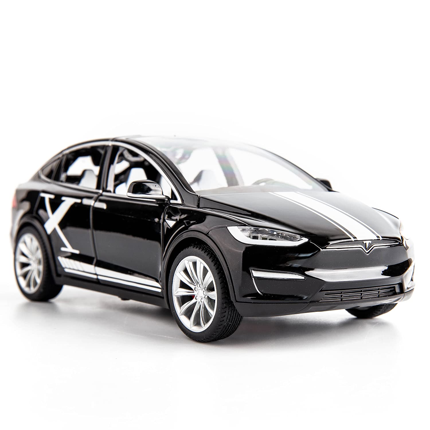 BDTCTK 1/20 Scale Car Model X Toy Zinc Alloy Casting Pull Back Vehicles with Sound and Light Toys for Kids Boys and Girls Gifts (Black)