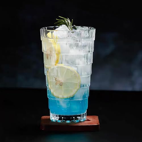 Miniatura 5 de Juego de 6 vasos vintage con forma de ladrillo de 15 onzas, vasos de vidrio Mojito apilables, para cerveza, cóctel, whisky, jugo y bebidas mixtas.
