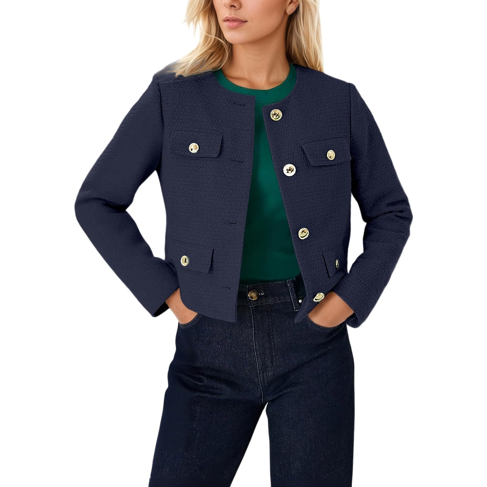 Cropped Blazers for Women Office Fall Button Down Fitted Lightweight Dressy Suit Jackets Business Casual Outfits