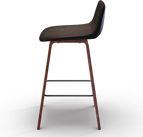 Miniatura 7 de SIMPLIHOME Addy Mid Century - Taburete moderno de 26 pulgadas (juego de 2) en piel sintética vegana marrón envejecida, para comedor y cocina