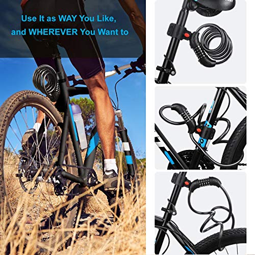 Vltawa Bike Lock With Mounting Bracket, 4 Ft Bike Lock Cable, 1/2 In Diameter High Security Bicycle Lock, 5 Digit Resettable Bike Locks With Combinations (Lightweight, 1.2Mx12Mm) (Black) #TOP5