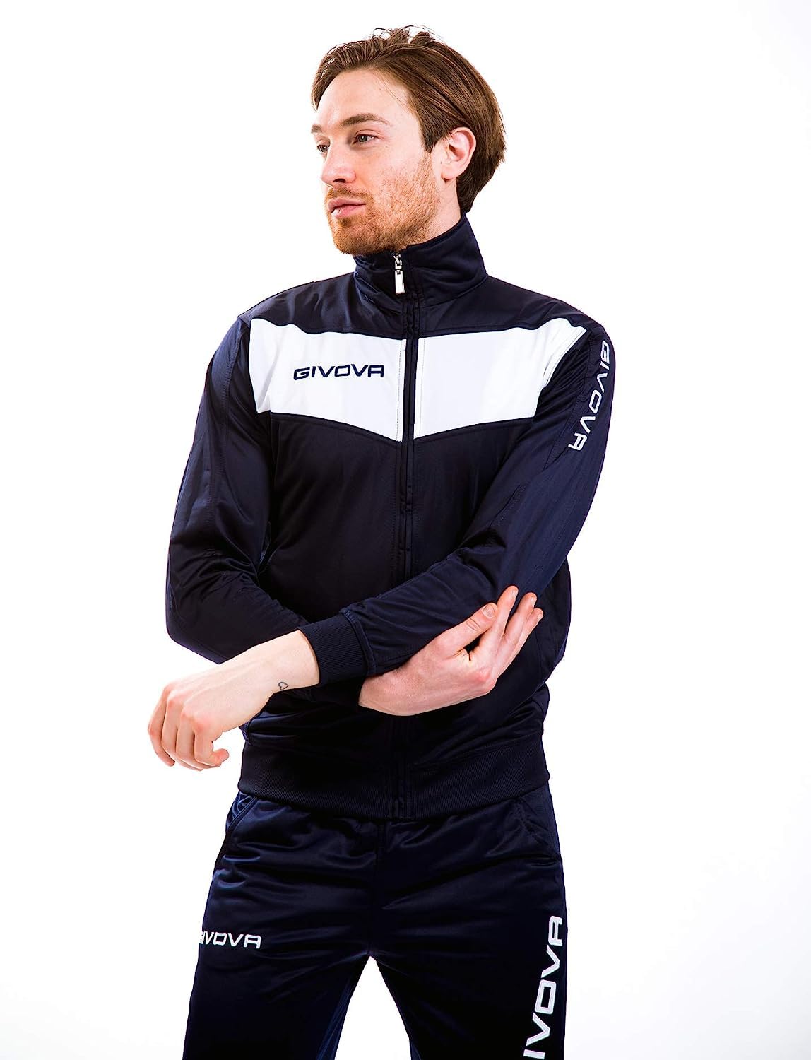 Givova Survêtement Visa Melange Tracksuit, bleu profond/Blanc, 5XL