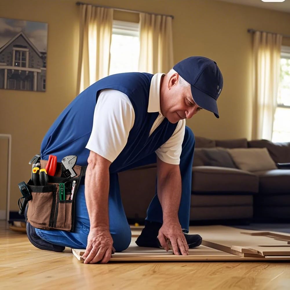 5-Pocket Tool Belt for Men, Durable Canvas Construction, Adjustable Belt, Utility Pouch for Husband, Dad, Son, and Handyman - Image 2