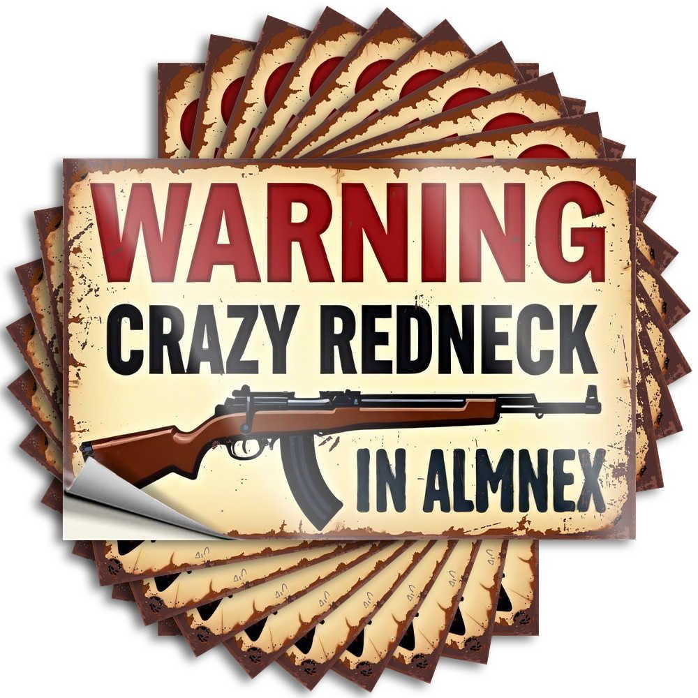 Saying Retro Home Decor Vinyl Sticker | Warning: Crazy Redneck in Almnex Custom for Teen Use(12X18CM)