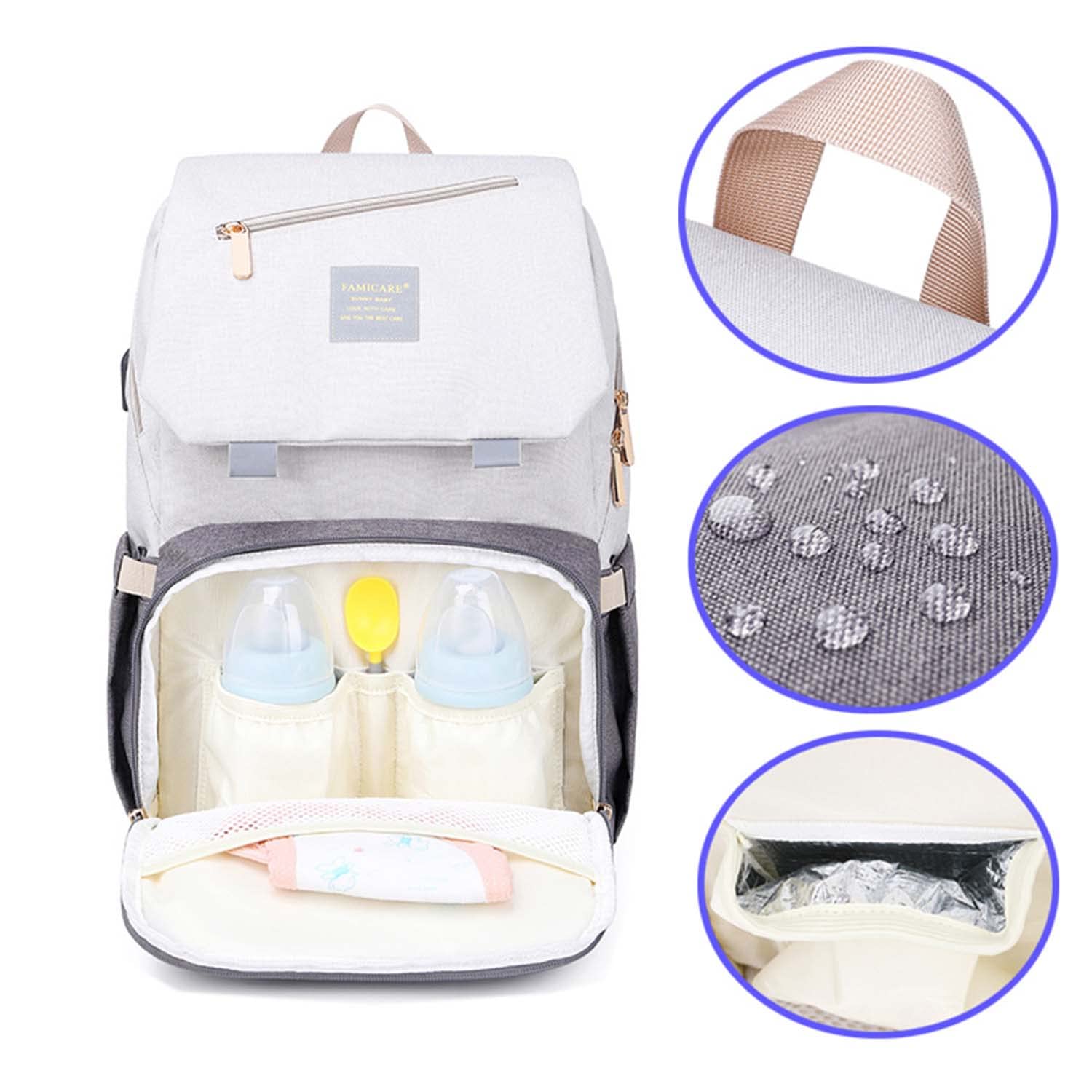 Bolsa de Pañales para Madres Mochila de Maternidad para Cochecito de Bebé Bolso Impermeable Mochila para Pañales de Lactancia Bolsas para Salir