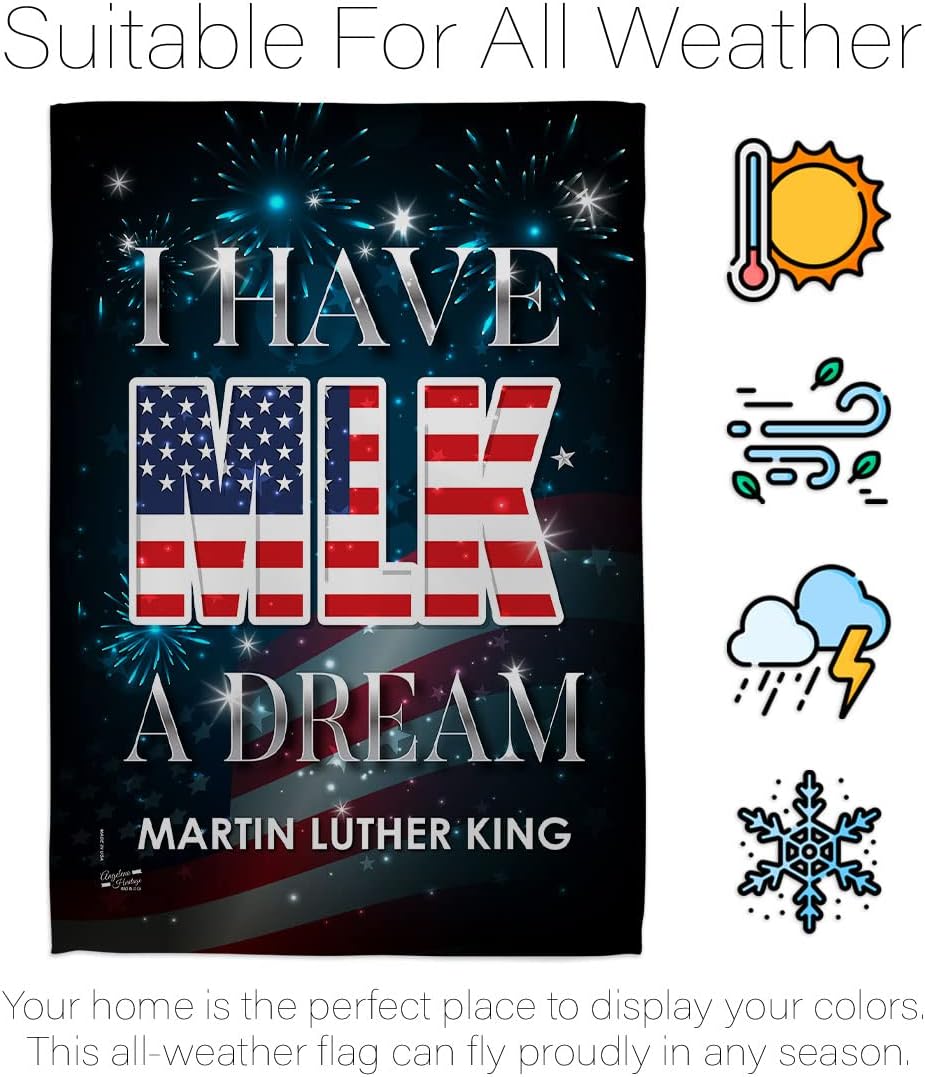 I Have A Dream MLK House Flag Patriotic Martin Luther King Day Civil Right Stars United State American Decoration Banner Small Garden Yard Gift Double-Sided, Made in USA