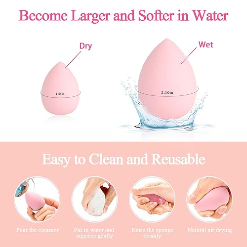 Miniatura 5 de COSTICA - Juego de esponjas de maquillaje, 8 esponjas de belleza para base, crema y polvo, esponja de belleza multicolor para maquillaje con 2 mini