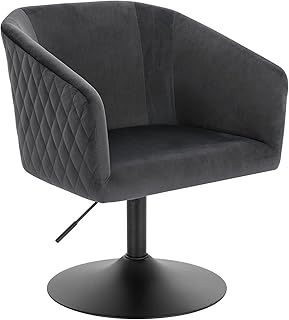 WOLTU 1x Poltroncina da Bar Sgabello Girevole Sedia Moderna Imbottito con Schienale e Braccioli Altezza Regolabile, in Velluto Grigio scuro BH299dgr-1