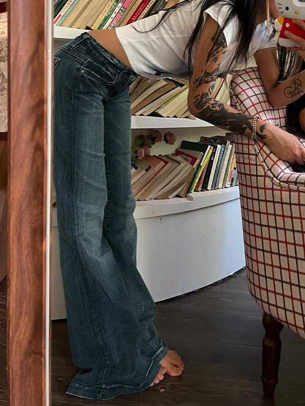 EMMIOL Women Mid-High Waisted Flare Jeans Y2K 90s Vintage Stretchy Bootcut Wide Leg Denim Pants Bell Bottom - Image 5