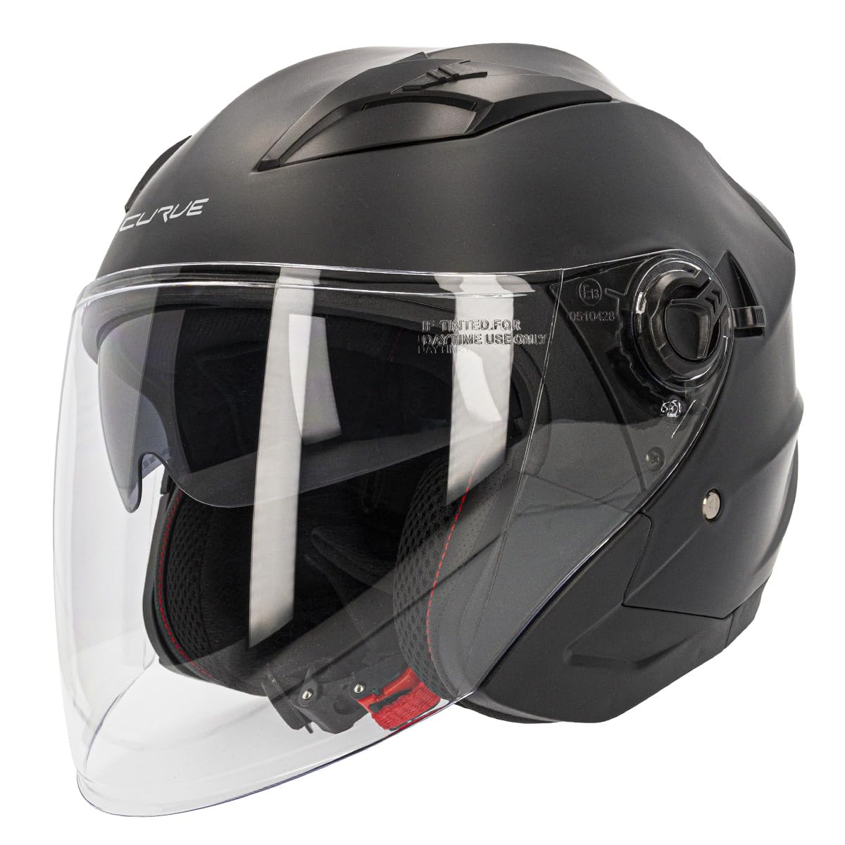 Curve Casco Jet para Moto, Mercury, Material Resina ABS termoplástica, Sistema de ventilación, Visor Solar Ahumado, Cierre micrométrico, Adultos, Hombre y Mujer, ECE 22.06