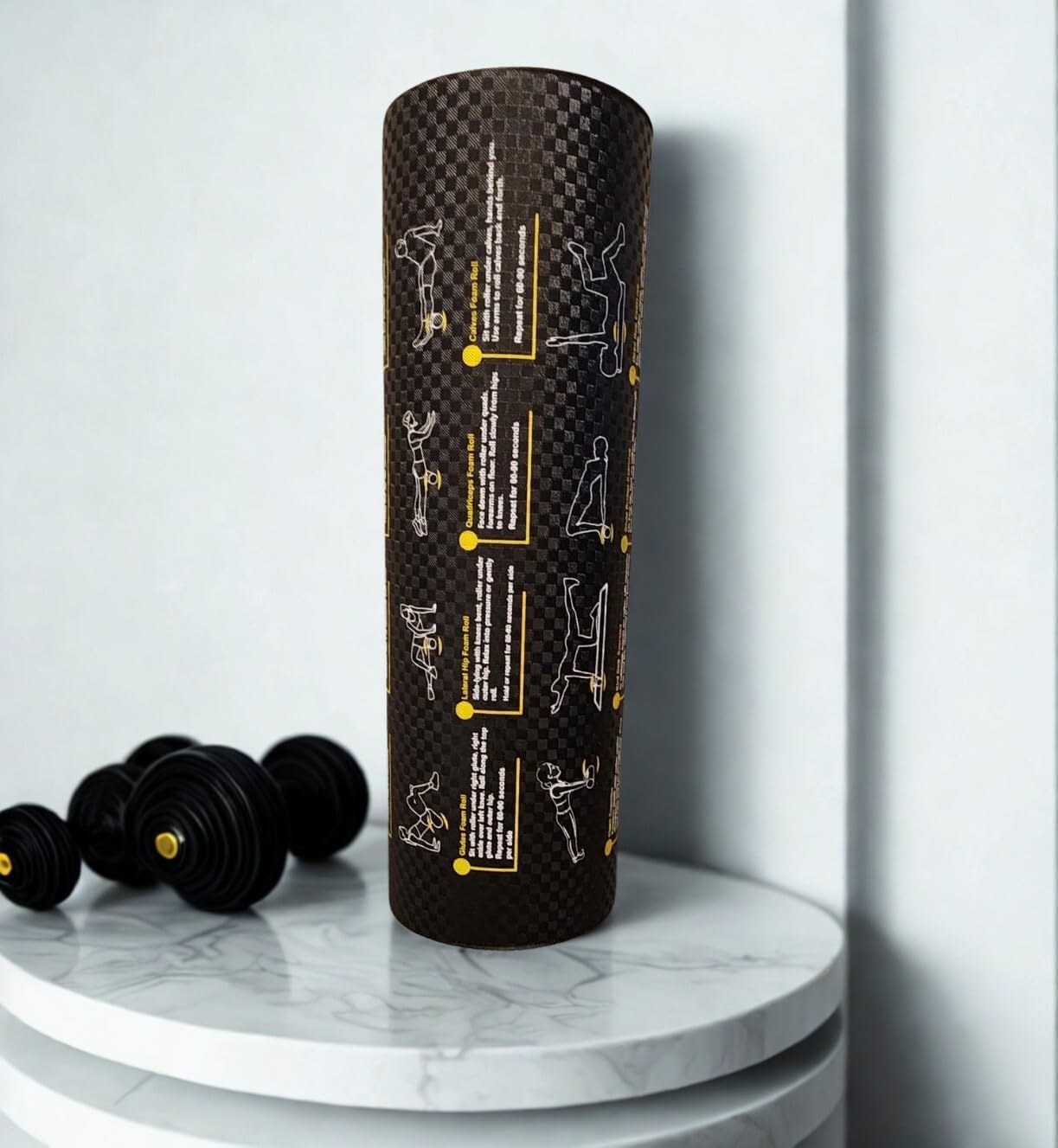 Foam Roller with Printed Exercises - 17.7''x 6'' Lightweight EPE/PE Exercise Roller Foam - Includes 12 Guided Stability, Mobility & Recovery Moves - Dual Color Instructional Design