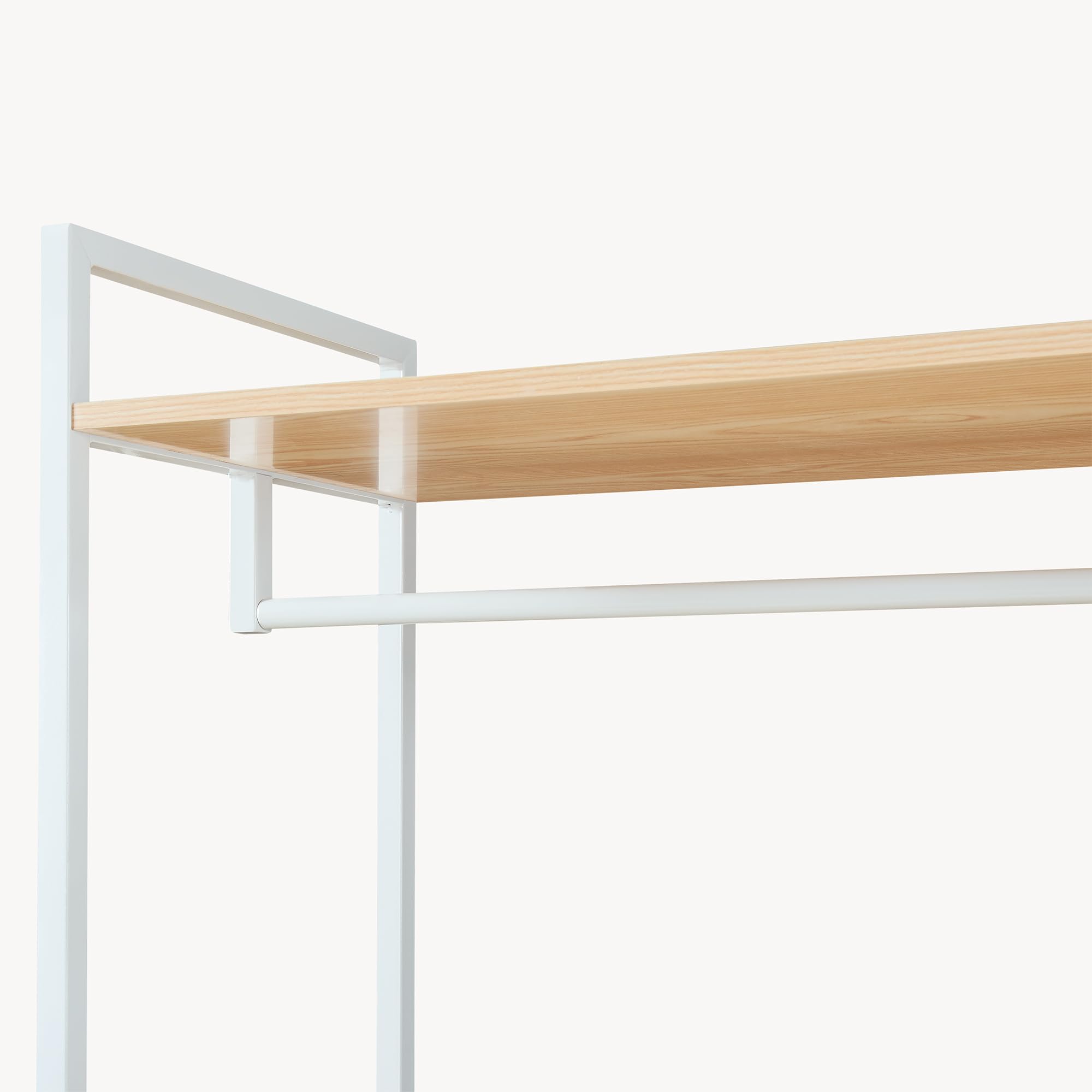 [en.casa] Perchero Burro Larem de Estructura Metálica con Barra y Estante Superior Burro Ropa con 1 Compartimento Abierto y 3 Cerrados Armario para Entrada 180 x 84 x 40 cm - Efecto roble