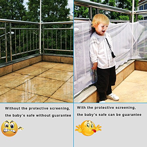 Winkeyes Children Safety Rail Balcony Stairs Safety Net Banister Stair Net For Kids/Pet/Toy Safety On Indoor/Outdoor Stairs, Balcony, Or Patios, 9.8 X 2.5 Ft #TOP5