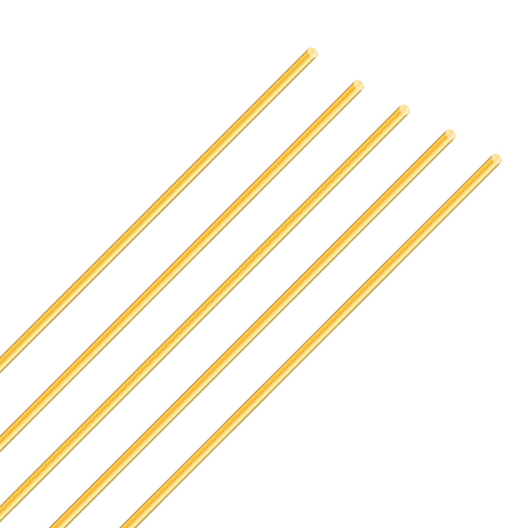 Barra di Ottone 2,5 mm x 250 mm, Barre Tonde in Metallo per Modelli RC, 5 Pezzi