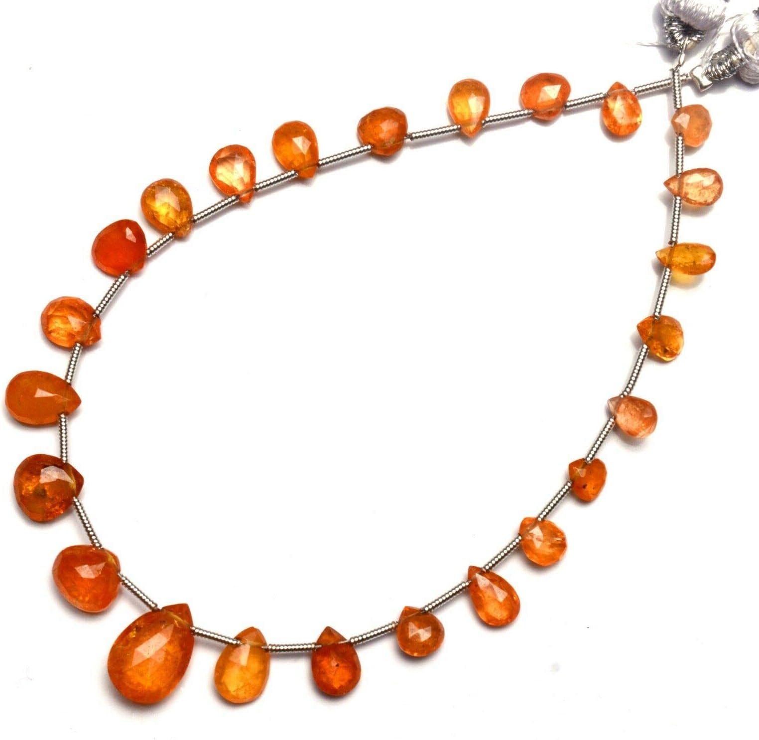 LKBEADSLKBEADS Unisex 8 Inch Spessartine Garnet 5X3-10X7mm Pear Shape Faceted Cut Stones for Jewellery Making, Beading & Craft Supplies (Multicolor) -4454