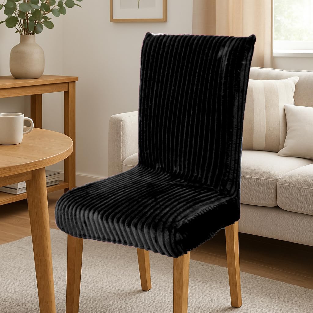 lygooh Plush Dining Room Chair Cover Kitchen Chair Covers Slipcover Velvet Removable Washable Chair Protector for Home, Restaurant, Banquet (6, Orange)