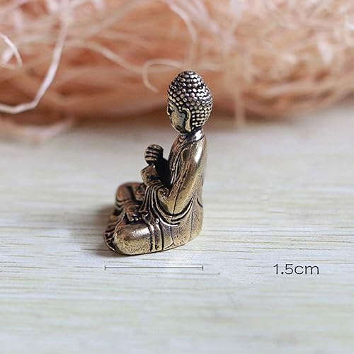 Vista 3 de SaiDian 2 piezas de mini estatua de latón Sakyamuni Buddha ornamentos creativos decoración de oficina en casa