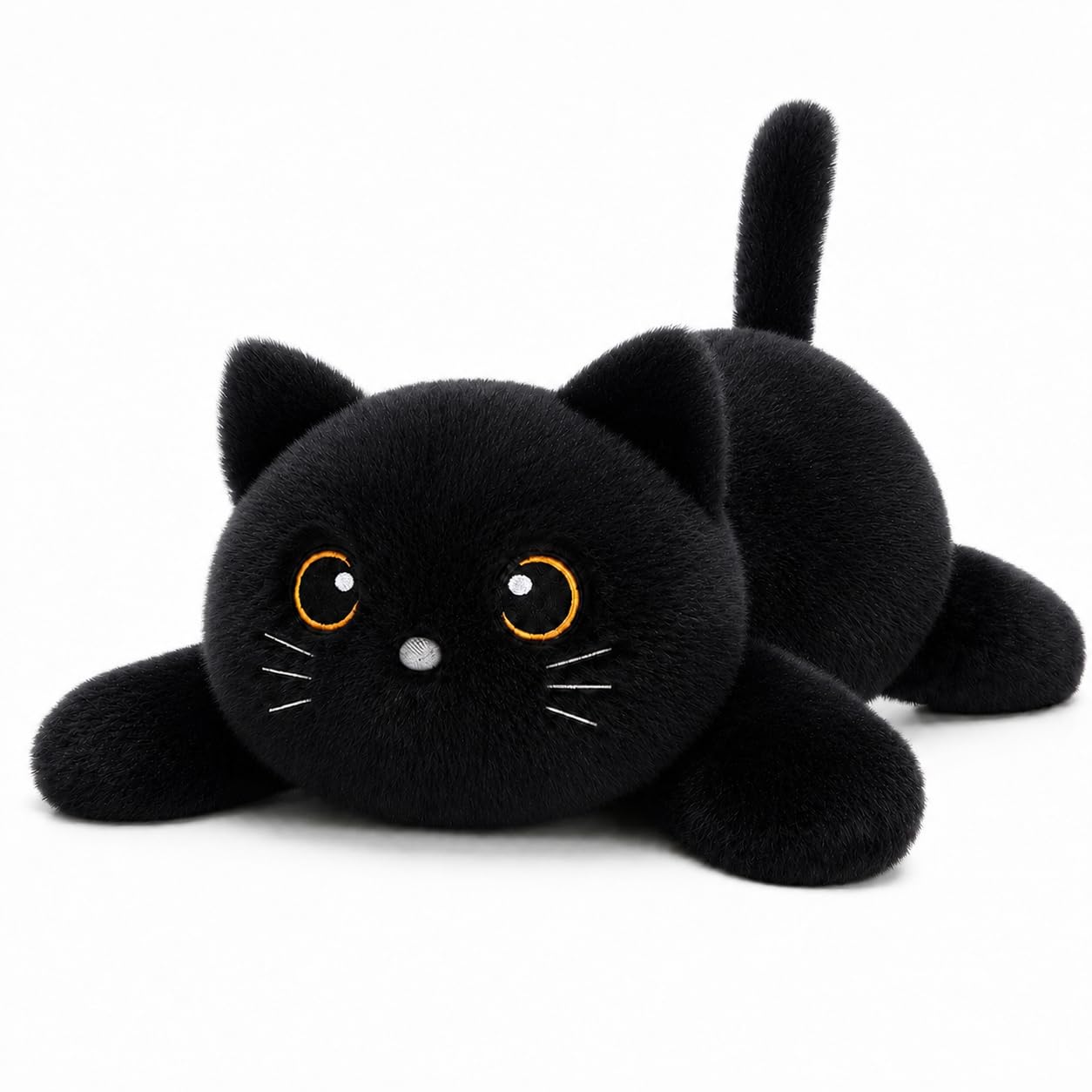 SQEQE Weighted Stuffed Animals Black Cat, Weighted Black Cat Plush, Plushies for Cozy Comfort, Soft Black Cat Pillow Toy for Kids Adults, Christmas & Valentines Gift 9.8 Inch, 0.8 Lb