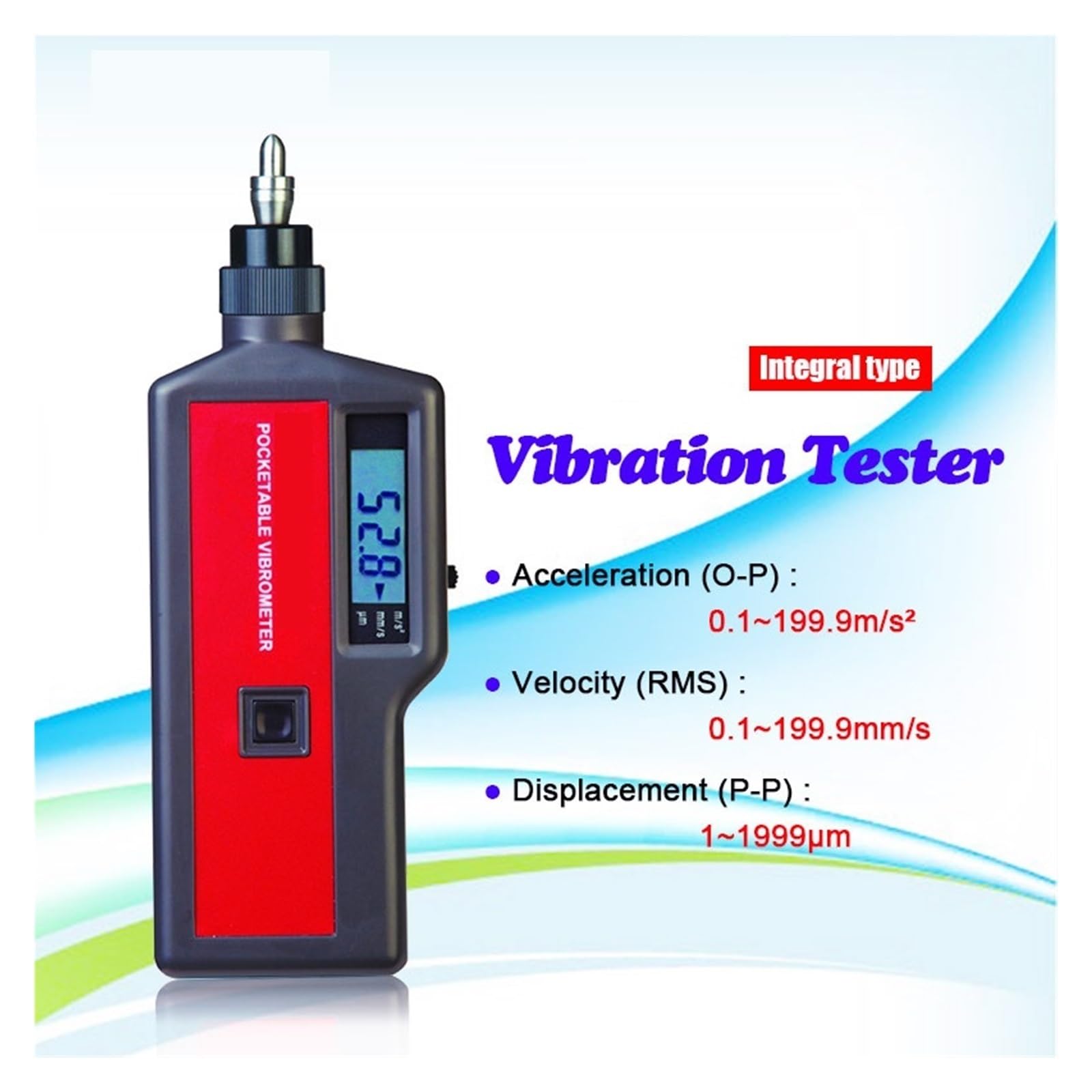Testeur D'analyseur De Vibrations LCD Vibromètre Avec Capteur D'accélération Déplacement Fréquence Vibration Mesure PréCise