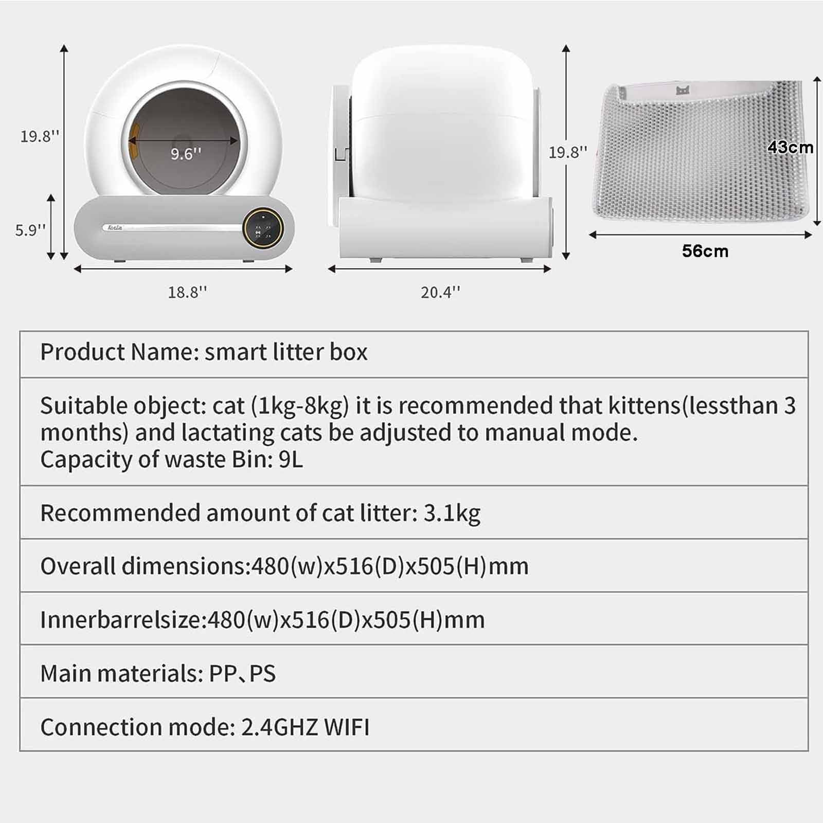 PixCy Lettiera per Gatti Autopulente,Lettiera per Gatti Automatica con capacità Extra Grande,Toilette per Gatti Automatica A Doppio Sensore,Controllo App,Eliminazione degli Odori