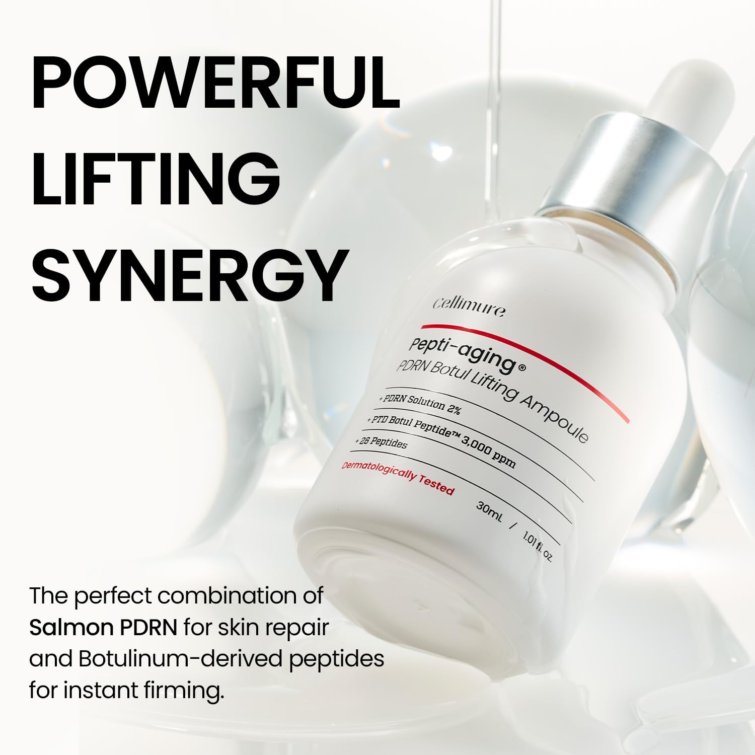 PDRN Peptide Repair Ampoule - Patented PTD Tech Rejuvenating Serum for Glass Skin Glow, Firming & Texture Care, Professional Korean Skincare, 1.01 fl.oz.
