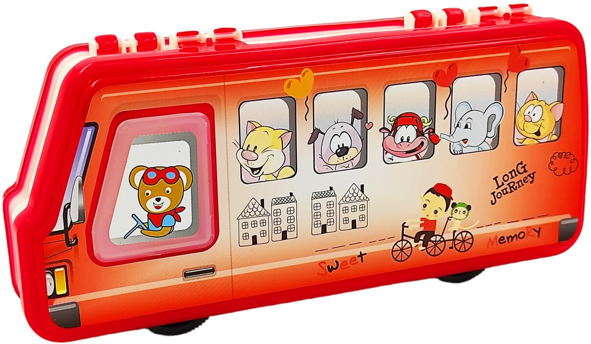 poksi® Pencil Box 12 Bus Shape Pencil Box for Kids with Dual Side Storage Space Art Plastic Pencil Box (Set of 1, Multicolor) (B0CHF9XZR5) Amazon Price History, Amazon Price Tracker