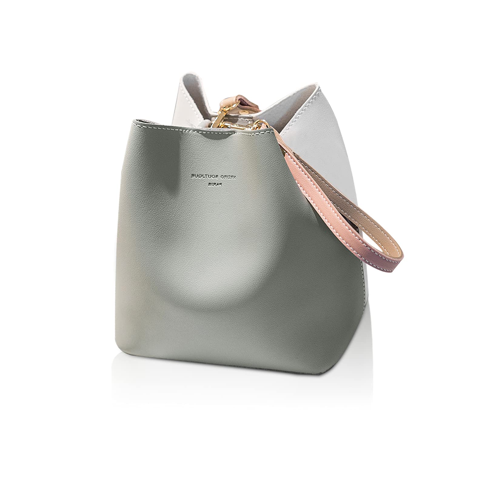 NICOLE & DORIS Bolso de Mujer de Moda Bandolera Colores Contrastantes Bolso Cubo Mujer de Crossbody Bolsa de Uso Diario Diseño Gris