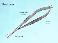 Vista 3 de ARTMAN INSTRUMENTS Micro Tijeras 4.5" recto conjunto de 3 puntada Castroviejo bordado primavera acción extra afilada para Ojo ENT Piel DENTAL