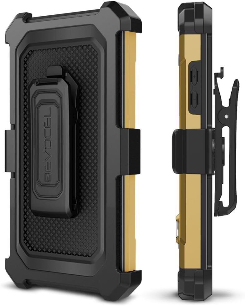 Evocel Explorer Series Pro Phone Case Compatible with LG K30, LG K10 (2018), LG Premier Pro with Glass Screen Protector and Belt Clip Holster, Gold