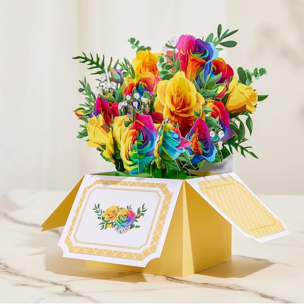 Carte de vœux Fleur Pop-up 3D avec enveloppe Cadeaux Surprise