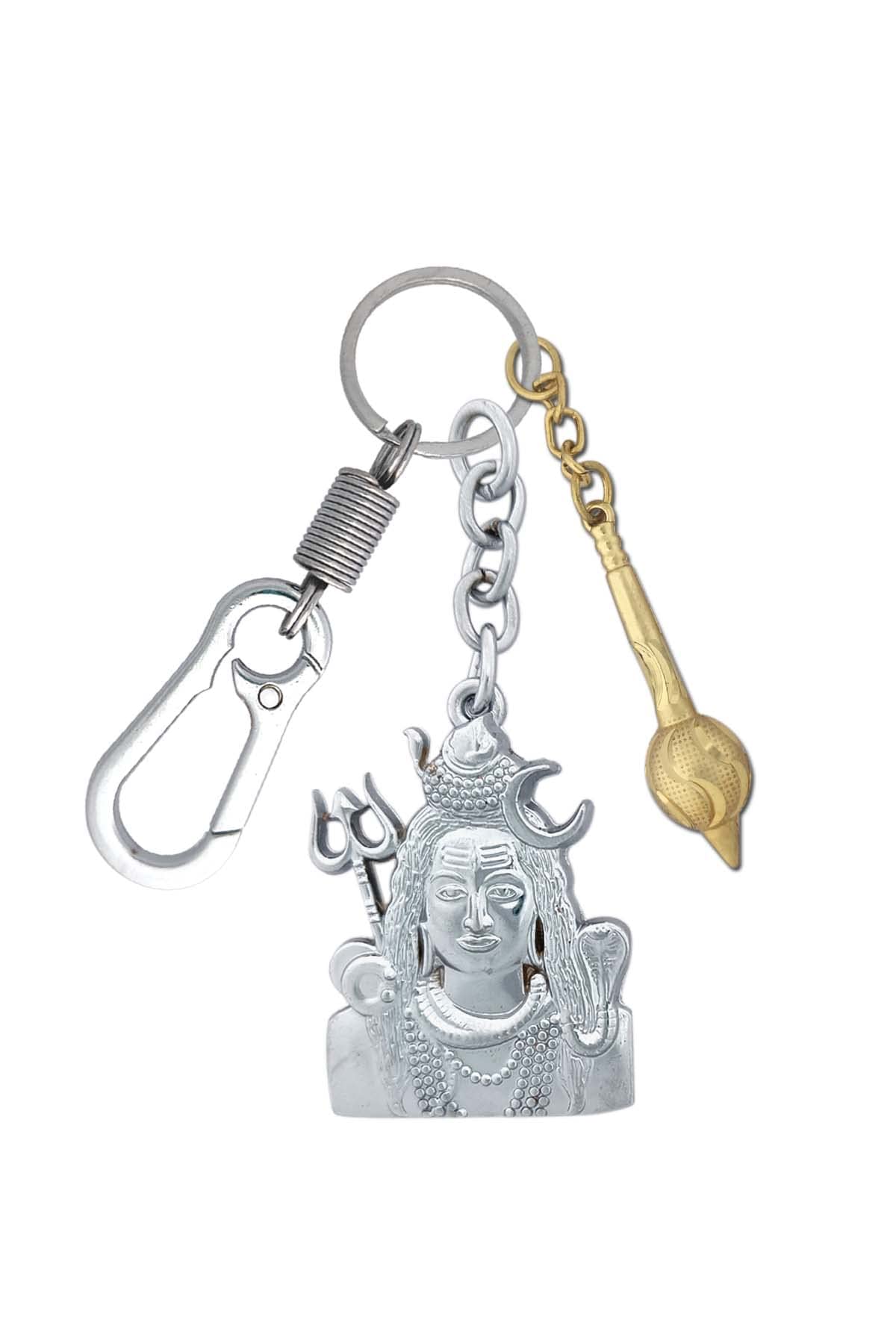 Double Side Shiv Shankar Bholenath With Golden Gada Locking Lock Key chain-picture-15