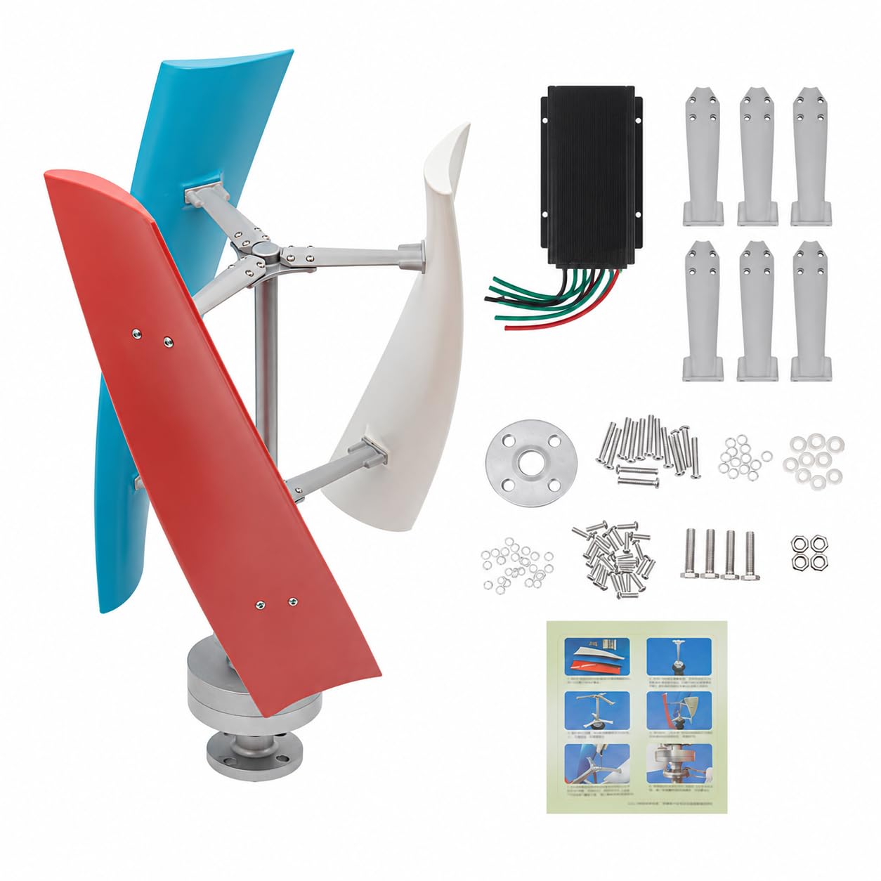 400W Vertikale Windkraftanlage Komplettset – 12V Windgenerator mit MPPT-Regler, extrem leise & Startwind ab 1,3 m/s für Garten, Boot, Wohnmobil