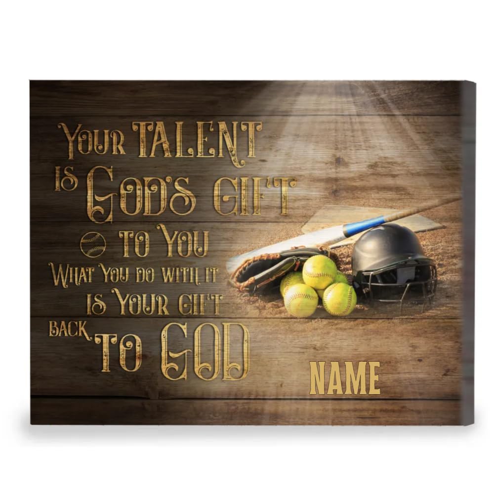 Custom Softball Picture Collage Canvas & Poster Wall Art, Softball Senior Night Gift, Personalized Gift For Softball Player, Softball Gift For Boy and