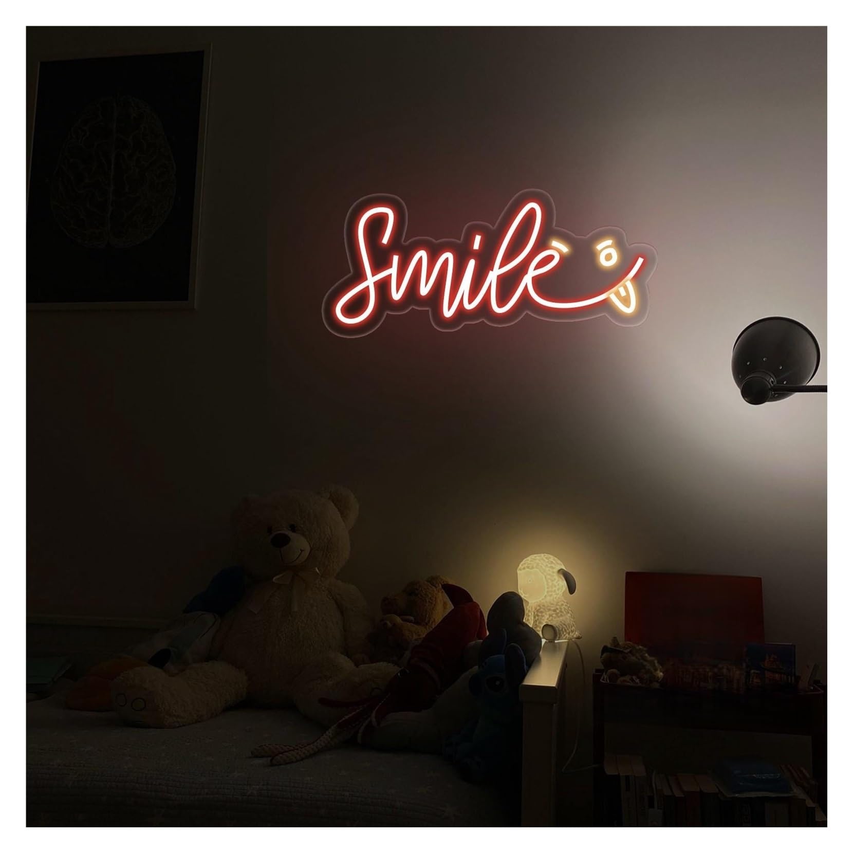 RONGCH Hanging Art Signs Smile Neon Sign,Suitable for Home Playful Wall Decor with Dimmable 18cmx40cm(B)