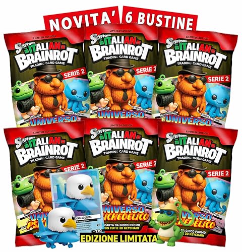 Skifidol - 6 sobres de tarjetas holográficas + personajes 3D coleccionables | Serie Italian Brainrot Universo Psicodélico | 6 sobres aleatorios | personajes aleatorios | Segunda Serie Novedad