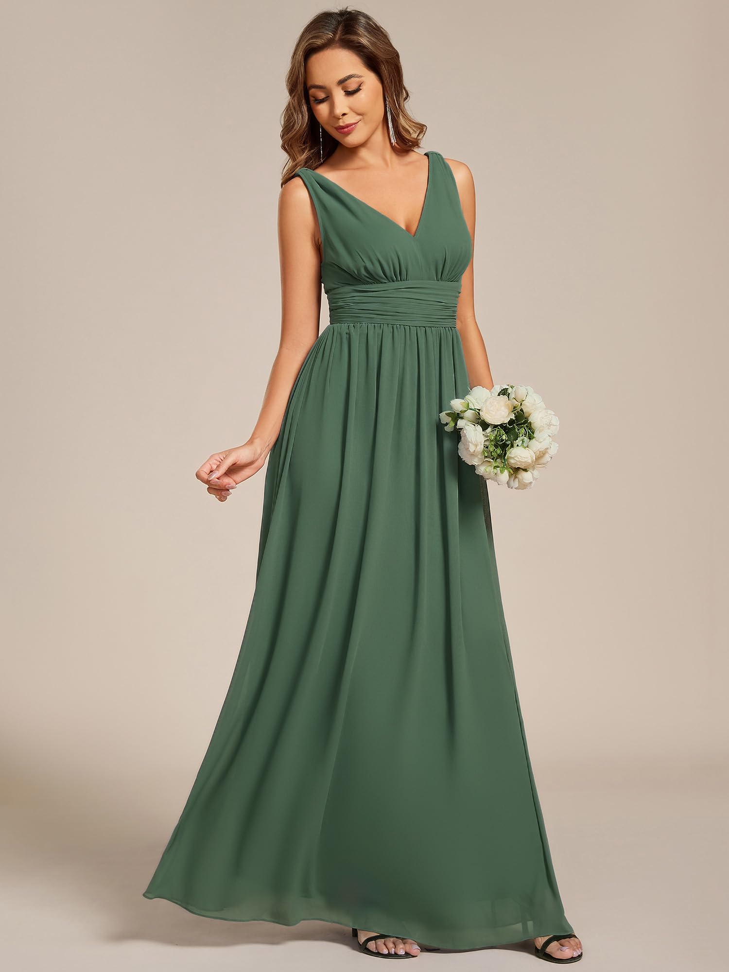 Ever-Pretty Robe de Soirée Longue Femme avec Ruchés en Mousseline de Soie Classique 09016