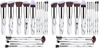 Premium Synthetic Foundation Blending Face Powder Blush Concealers Eye Shadows Make Up Brushes Kit (Marble) (Pack of 2)