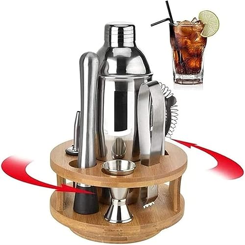 Miniatura 5 de TOEWOE Juego de coctelera de 10 piezas con soporte, kit de barman de acero inoxidable 304, juego de herramientas de barra profesional para mezclar