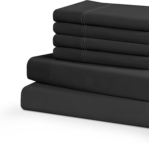 Swift Home Juego de sábanas de microfibra King de 6 piezas (incluye 2 fundas de almohada), cepillado ultrasuave, extremadamente duradero, fácil