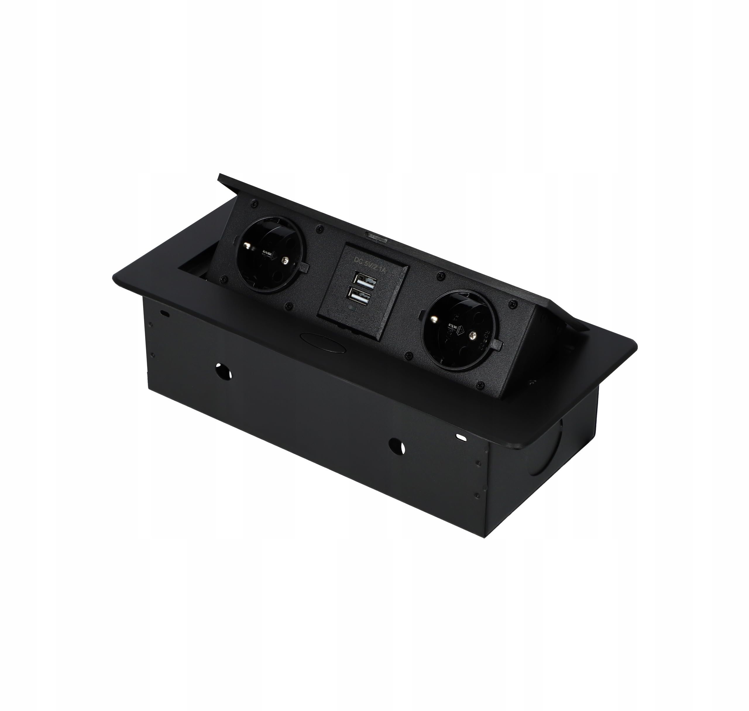 Tischplatte Steckdose mit USB A, Fach Einbausteckdose x2 mit 130cm Kabel, Tischsteckdose Steckdosenleiste Mehrfachsteckdose für Konferenztisch, Arbeitsplatte, Sofatisch (Doppelt + 2xUSB)