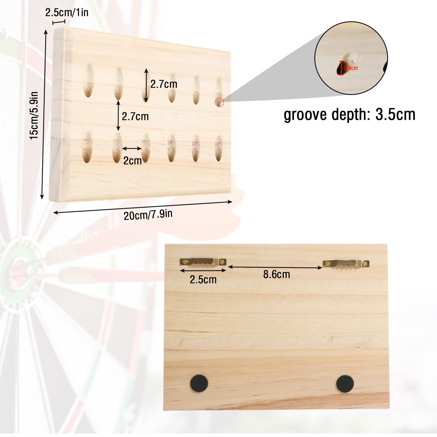 2PCS Dart Halter aus Holz für 12 Darts, Dart Halterung Für Pfeile, Wandbehang Dartpfeile Ständer, Dartpfeil Halter, Dart Aufbewahrung für Jede Art von Darts - für Steeldarts und Softdarts (2pc)